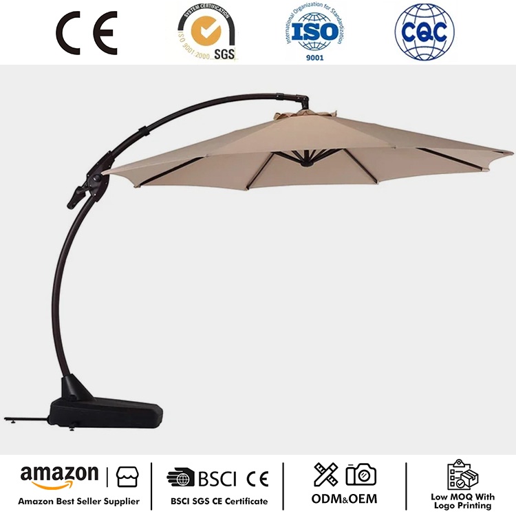Негізі бар 12 FT Curvy Patio Cantilever қолшатыры