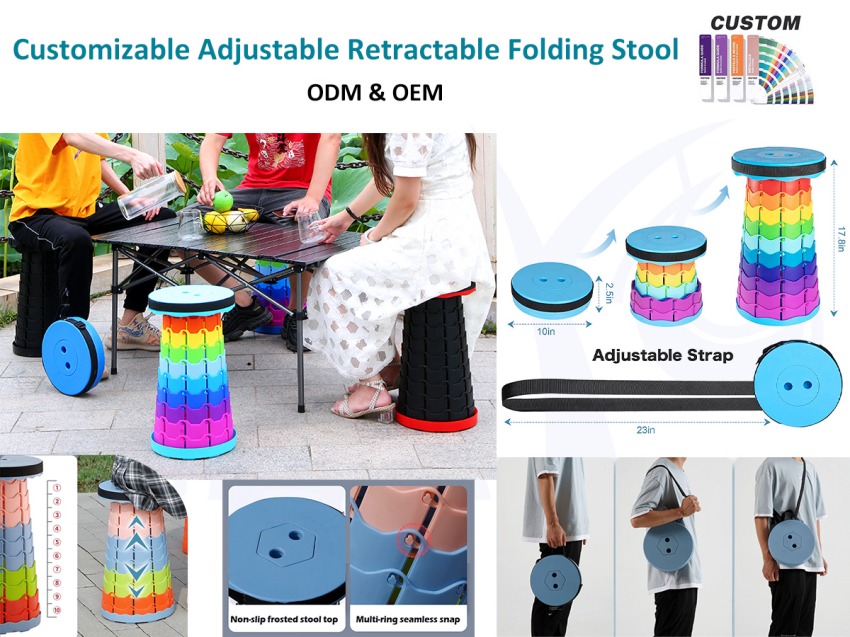 Экологиялық таза жиналмалы телескоптық телескоптың кемпингтік табуреткасы