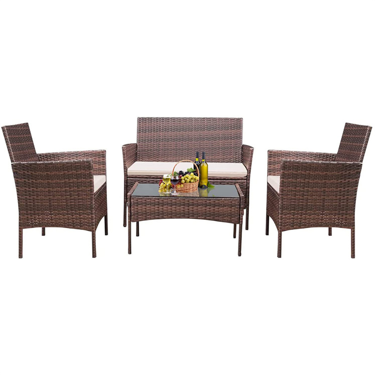 4 PCS Rattan Patio жиһаз жинағы