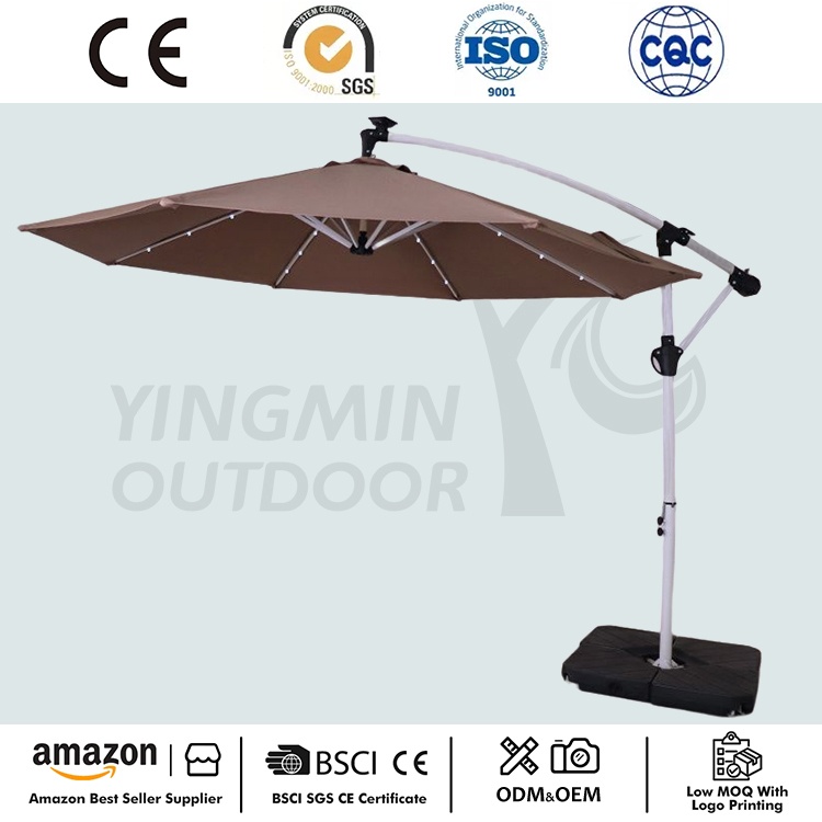 Ең жаңа 10FT Patio Cantilever күн сәулесінің жарықдиодты қолшатыры